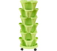 Fioriera verticale impilabile da giardino, 6 ripiani, per fragole, erbe aromatiche e fiori, per uso interno/esterno, supporto in plastica per casa, patio e decorazione da giardino