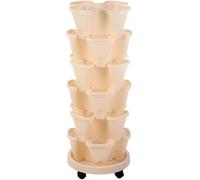 Fioriera verticale impilabile da giardino, 6 ripiani, supporto per piante di fragole in plastica per erbe e fiori per interni ed esterni, giardino, patio e balcone