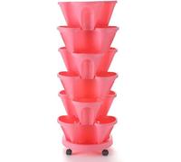 Fioriera verticale impilabile da giardino, a 6 ripiani, in plastica, per fiori ed erbe aromatiche, per interni ed esterni, perfetta per decorazioni da giardino e patio
