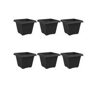 vidaXL Vaso quadrato per fiori 6 pz Nero 43 x 43 x 33,5 cm Plastica