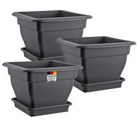 Fioriera XL, 48 x 48 cm, set da 3 pezzi, serbatoio dell'acqua da 30 l, colore antracite