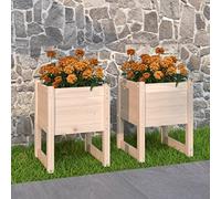 Fioriere 2 pz 40x40x52, 5 cm in Legno Massello di Pino - Rustic Raised Garden Planters for Balcony Patio Decor Solid Pine Wood Flower Box with Assembly Guide - DIY Outdoor for Plants Flowers