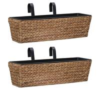 Fioriere 2 pz in Giacinto Intrecciato, Set of 2 Water Hyacinth Planters with Removable Pots, Indoor Flower Pots for Home Decor, Durable Wicker Basket with Steel Frame, for Living Room & Balcony