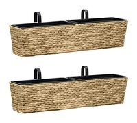 Fioriere 2 pz in Giacinto Intrecciato, Water Hyacinth Planters Set with 4 Removable Pots, Indoor Flower Pots for Home Decor, Durable Wicker Basket with Steel Frame, Perfect for Living Room & Balcony