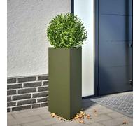 vidaXL Fioriere 2 pz Verde Oliva Triangolari 40x34,5x75 cm in Acciaio, fioriera, fioriera da Patio, Vaso Fiori da Esterni, fioriera da Esterno
