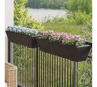 Fioriere con Ganci 2 pz Nere in Polyrattan, Hanging Flower Pots for Outdoor, 2 Pack Black Planters with Hooks, Durable PE Rattan & Steel Frame, Decorative Garden Flower Box for Balcony Patio