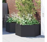 Fioriere da Giardino 2 Pezzi Antracite in PP, Modular Raised Garden Planters for Vegetables Herbs Flowers, Lightweight Weather-Resistant Outdoor Plant Pots, Stackable Panels Tools Assembly Required