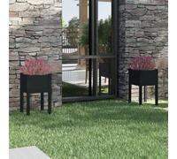 Fioriere da Giardino 2 Pezzi Nere in Legno di Pino 40x40x70 cm, Cassette per Fiori Elevate Resistenti alle Intemperie, Ideali Balcone Terrazzo Giardino, Include 2 Fioriere con Ampio Spazio per Piante