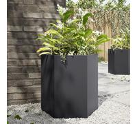 vidaXL Fioriera da Giardino Nera Esagono 46x40x45 cm in Acciaio, fioriera, fioriera da Patio, Contenitore per Piante, fioriera da Esterno