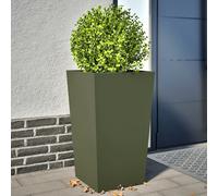 vidaXL Fioriere da Giardino 2 pz Verde Oliva 45x45x75 cm in Acciaio, fioriera, fioriera da Patio, Vaso Fiori da Esterni, fioriera da Esterno
