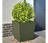 vidaXL Fioriere da Giardino 2 pz Verde Oliva 50x50x50 cm in Acciaio, fioriera, fioriera da Patio, Vaso Fiori da Esterni, fioriera da Esterno