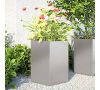 vidaXL Fioriere da Giardino 2pz Nera Esagono Acciaio inossidabile