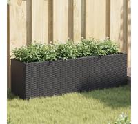 Fioriere da Giardino con 3 Vasi Nere 105x30x32 cm in Polyrattan
