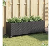 vidaXL Fioriere da Giardino con Ruote 2pz Nere 107x32x38 cm Polyrattan