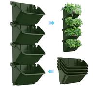 Fioriere da giardino verticale 4 pezzi da 350 ml di fioriera da parete autoacqua impilabile in plastica pentole a fiori di plastica per la terrazza da balcone esterno interno decorazione di erba