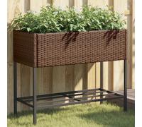Fioriere Giardino con Ripiani 2pz Marroni 90x40x75cm Polyrattan