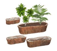 Fioriere in fibra di cocco Contenitori per piante 4 pz. Legno naturale