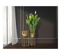 Fioriere in metallo dorato con basi set due pezzi Dimensioni Ø 27x62-h 21,5x h52 cm ciotole sono rimovibili oro