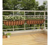 Fioriere Parete 2 pz Rivestimenti Cocco Nero 91x20x23cm Acciaio