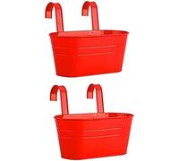 Fioriere Per Fiori Sospese, Vaso Per Ringhiera Ovale In Metallo 2 Pezzi Vasi Per Fiori Sospesi Fioriera Per Piante Da Balcone Secchio Sospeso In Metallo Per Piante Fiori,Rosso,Friendly32