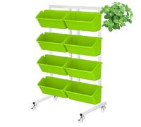 Fioriere Rialzate a 4 Livelli, Letto da Giardino Verticale Mobile Con Ruote, Installazione Semplice, Fioriere Rialzate Autoportanti per Balcone e Patio, Coltivazione di Erbe Fiori Verdure Light green