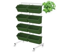 Fioriere Rialzate a 4 Livelli, Letto da Giardino Verticale Mobile Con Ruote, Installazione Semplice, Fioriere Rialzate Autoportanti per Balcone e Patio, Coltivazione di Erbe Fiori Verdure Dark green