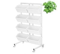 Fioriere Rialzate a 4 Livelli, Letto da Giardino Verticale Mobile Con Ruote, Installazione Semplice, Fioriere Rialzate Autoportanti per Balcone e Patio, Coltivazione di Erbe Fiori Verdure White
