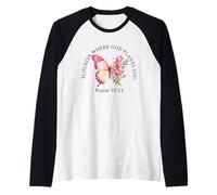 Fiorire Dove Dio Ti pianta Floreale Farfalla Salmo Bibbia Maglia con Maniche Raglan