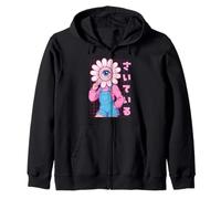 Fioritura Anime Testa di Fiore Ragazza Giapponese Harajuku Weirdcore Felpa con Cappuccio