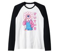 Fioritura Anime Testa di Fiore Ragazza Giapponese Harajuku Weirdcore Maglia con Maniche Raglan