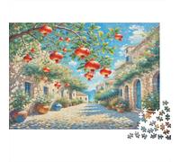 Fioritura di Melograno Puzzle in cartone Albero di melograno nella strada del villaggio puzzle classico regalo di Natale segreto collezionabile 70x50cm/1000 pezzi