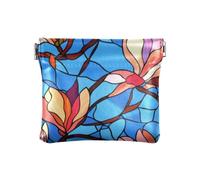 Fioritura Magnolia Fiore di Vetro di Arte di Modo Delle Donne DELL'UNITÀ di elaborazione Della Borsa Della Moneta di Cuoio Impermeabile Organizer