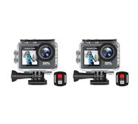 Fiorky 2pcs Action Camera - Videocamera sportiva 5K 4K 60FPS Ant-shake WIFI Action Video Cam Doppio schermo Telecamera da ciclismo for esterni 170° Grandangolo 30 m Impermeabile telecomando