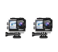Fiorky 2set Action Camera 5K - Fotocamera sportiva An"-"ti-vibrazione grandangolare da 170° Fotocamera fotografica impermeabile da 30 m Touch screen da 2,0 pollici con telecomando