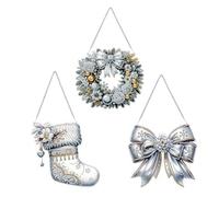 Fiorky 3 Pezzi Set di Cartelli da Appendere for Pittura con Diamanti Natalizia in Acrilico 5D Ciondoli Appesi a Natale con Strass e Diamanti for Finestre for Kit da Appendere a Parete for