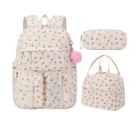 Fiorky 3pcs Strawberry Cute Girl Zackpacks con borse da pranzo Custodia a matita for adolescenti (stile2)