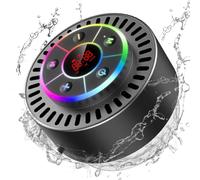 Fiorky Altoparlante Bluetooth da Doccia con Ventosa - IPX7 Impermeabile, Chiamata in Vivavoce, Radio FM, Luce RGB Colorata, Display LED, Microfono