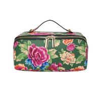 Fiorky Astuccio for trucchi da viaggio in stile folk nord-orientale della Cina con fiori grandi con manico Organizer for trucchi Custodia for cosmetici di capacità Aperta piatta for donne e