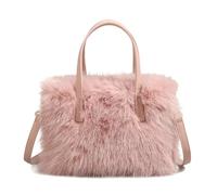 Fiorky Borsa a tracolla da donna in pelliccia sintetica Rosa, Borsa morbida con tracolla regolabile per feste di viaggio, 240,00x180,00x100,00 mm/9,45x7,09x3,94 pollici