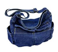 Fiorky Borsa a Tracolla in Denim per Donna, Elegante, Spaziosa, Multifunzione, Hobo Chic, Blu Scuro