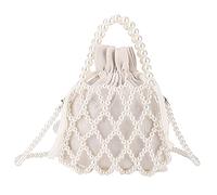 Fiorky Borsa da donna con manico superiore Borsa elegante a secchiello intrecciata con perle Borsa a tracolla Borsa con manico superiore intrecciata con perle fatta a mano Squisita borsa