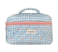 Fiorky Borsa for trucchi da viaggio Borsa for cosmetici Borsa for cosmetici Borsa for cosmetici a quadretti con fiocco carino con cerniera Borsa for cosmetici Borsa for cosmetici in cotone