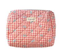 Fiorky Borsa for trucchi da viaggio Borsa for cosmetici Borsa for cosmetici Borsa for cosmetici a quadretti con fiocco carino con cerniera Borsa for cosmetici Borsa for cosmetici in cotone