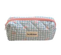Fiorky Borsa for trucchi da viaggio Borsa for cosmetici Borsa for cosmetici Borsa for cosmetici a quadretti con fiocco carino con cerniera Borsa for cosmetici Borsa for cosmetici in cotone