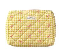 Fiorky Borsa for trucchi da viaggio Borsa for cosmetici Borsa for cosmetici Borsa for cosmetici a quadretti con fiocco carino con cerniera Borsa for cosmetici Borsa for cosmetici in cotone