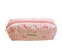 Fiorky Borsa for trucchi da viaggio Borsa for cosmetici Borsa for cosmetici Borsa for cosmetici a quadretti con fiocco carino con cerniera Borsa for cosmetici Borsa for cosmetici in cotone