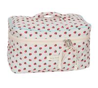 Fiorky Borsa for trucchi trapuntata Borsa for cosmetici gonfia in cotone, Borsa for trucchi Borsa for cosmetici da viaggio con manico Borsa for trucchi portatile trapuntata Borsa da toilette