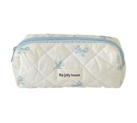Fiorky Borsa for Trucchi Trapuntata in Cotone for Donne Ragazze Custodia for Trucchi da Viaggio con Fiocco Carino con Cerniera Borsa for Cosmetici con Cerniera, Custodia for Cosmetici da