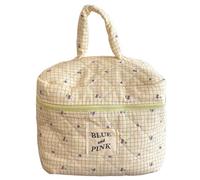 Fiorky Borsa for Trucco Borsa for Trucco in Cotone Coquette Borsa for Trucco da Viaggio Trapuntata con Manico Borsa for Cosmetici in Cotone con Cerniera Custodia for Cosmetici for Donne