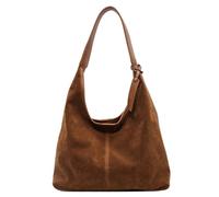 Fiorky Borsa hobo da donna in pelle scamosciata Borsa a tracolla morbida Chiusura magnetica Borsa retrò capacità for viaggi di lavoro (Marrone giallastro)